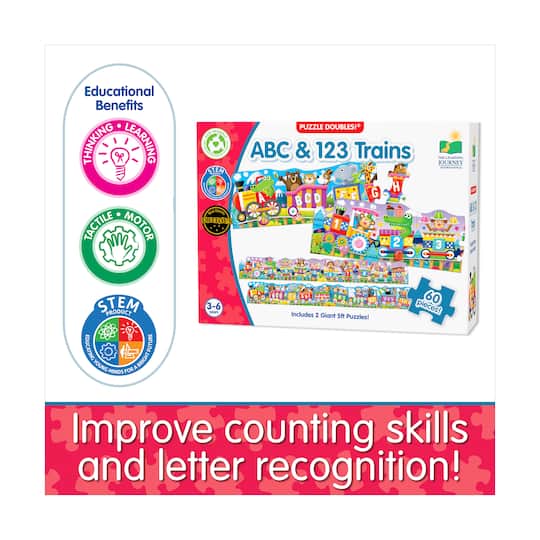 Puzzle Doubles! - ABC & 123 Trains: 60 Pcs